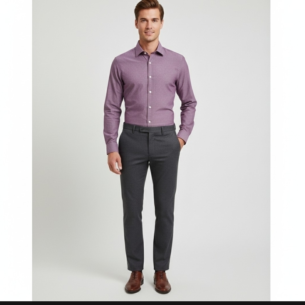 Tommy Hilfiger Slim Fit Dress Shirt | Soft Plum | Like New Sz 16 Neck Arm 24